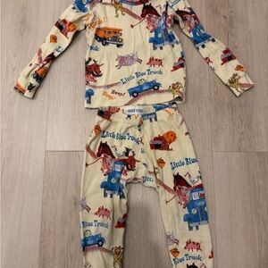 Little Blue Truck Cream & Blue Kids Pajama Set by